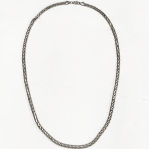 Vintage Long Unisex Sterling Silver Wide Necklace